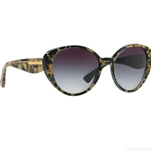 DOLCE & GABANNA Nero (Black) Gold Leaf Grey Gradient Lenses Sunglasses